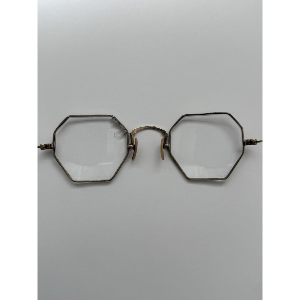 Vintage SHURON 1/10 12K GF Octagon Ful Vue Etched Rimmed Eyeglasses W Case - Picture 14 of 14